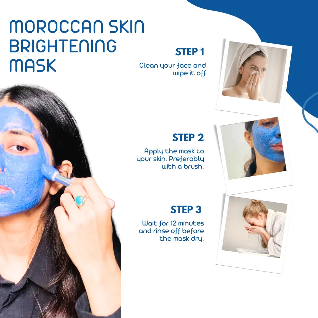 100% Original Moroccan Blue Nila Powder 50g | Natural Face Mask Powder for Skin Brightening & Glowing Skin Beauty Care
