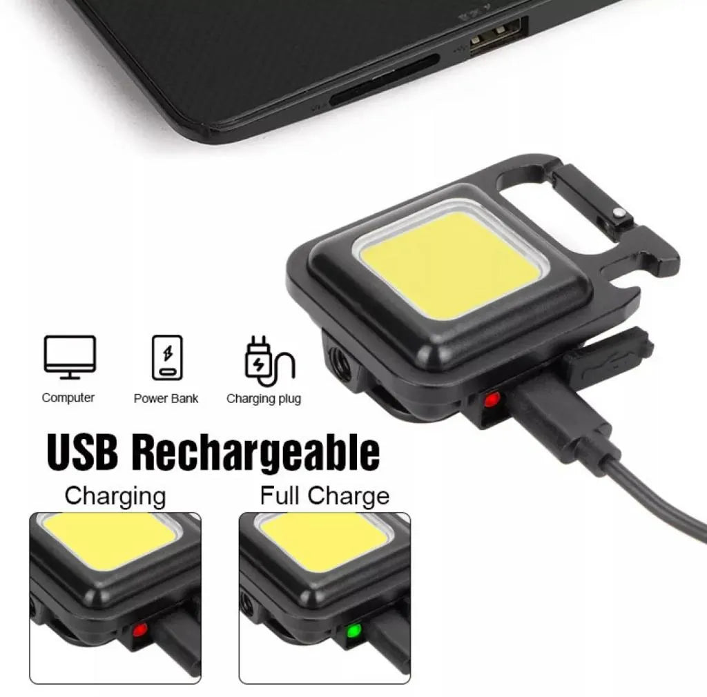 Mini COB Keychain LED Rechargeable Flashlight Work Light