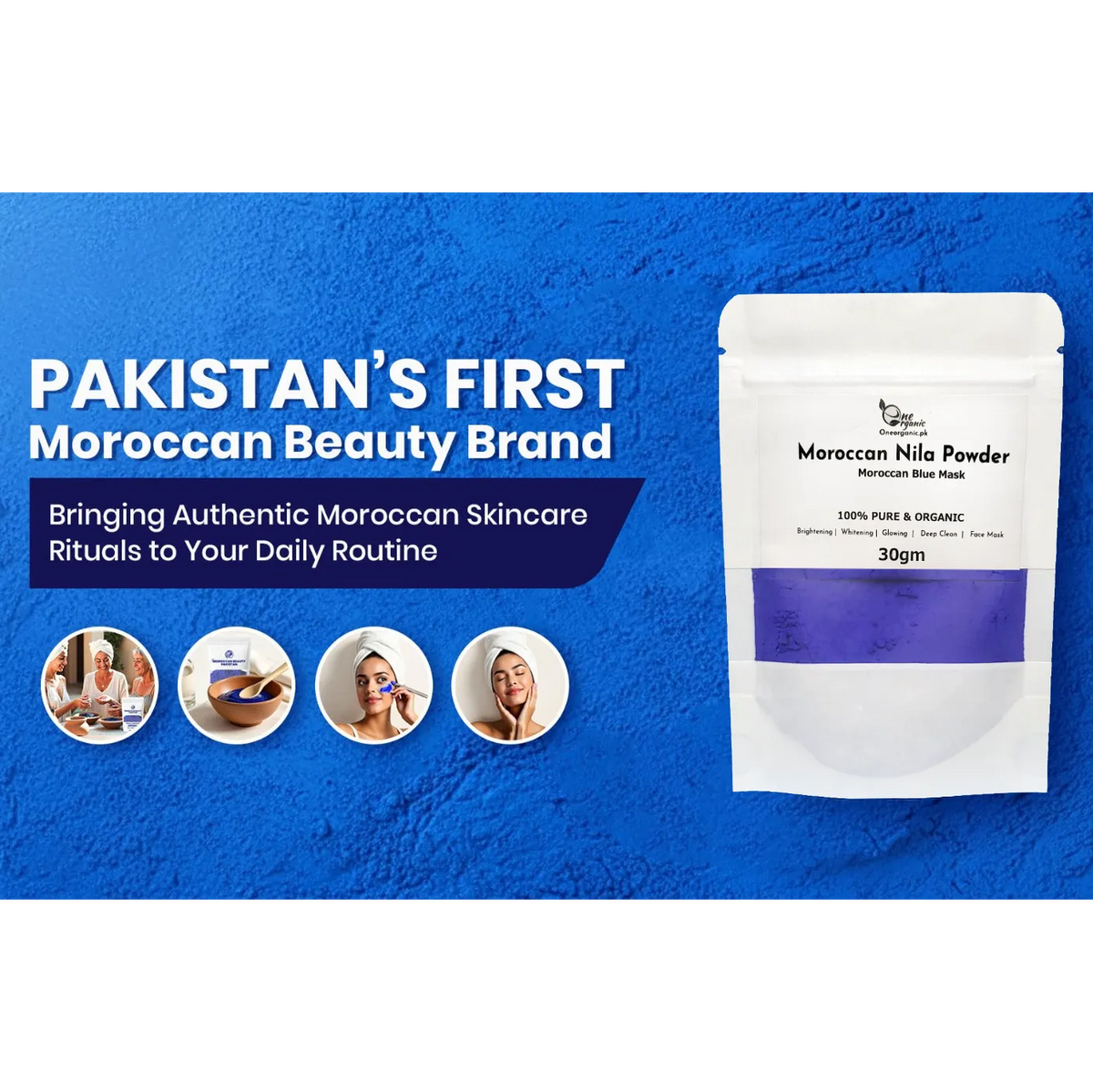 100% Original Moroccan Blue Nila Powder 50g | Natural Face Mask Powder for Skin Brightening & Glowing Skin Beauty Care