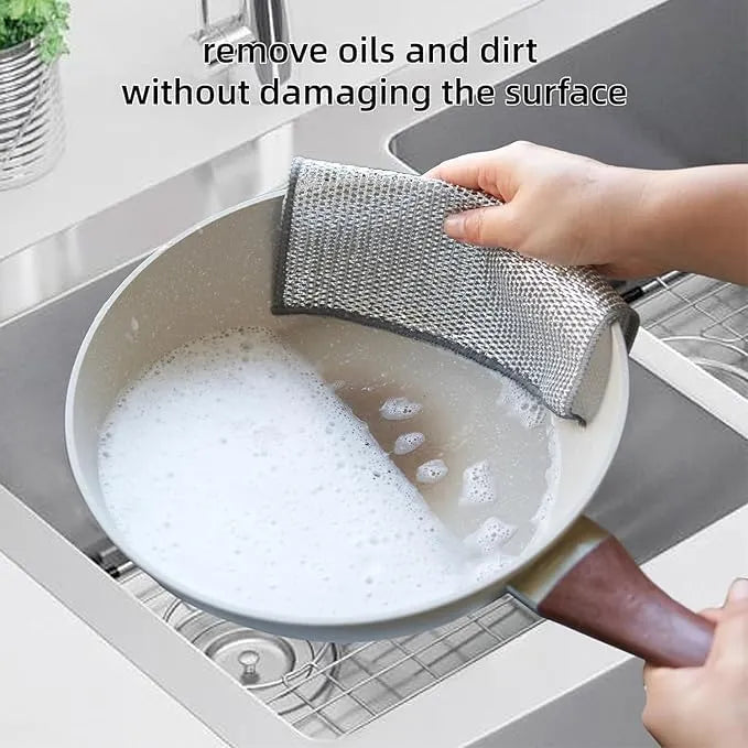 Pack of 10 Stainless Steel Mesh Dishwashing Scrubbers