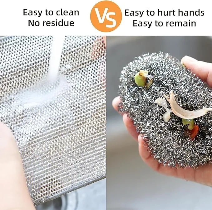 Pack of 10 Stainless Steel Mesh Dishwashing Scrubbers