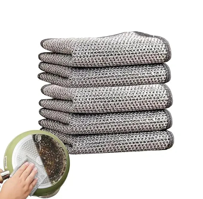 Pack of 10 Stainless Steel Mesh Dishwashing Scrubbers