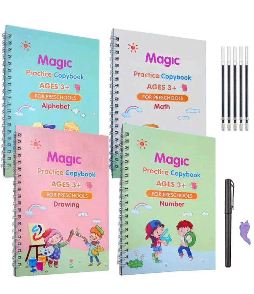 Sank Magic Practice Copybook Set - 4 Books & 10 Refills 1 pen 1 gripper