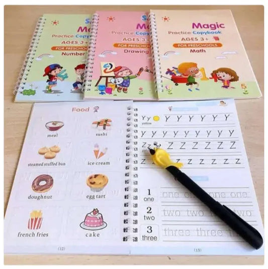 Sank Magic Practice Copybook Set - 4 Books & 10 Refills 1 pen 1 gripper